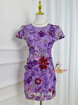 Bubble Sleeve Floral Short Dress