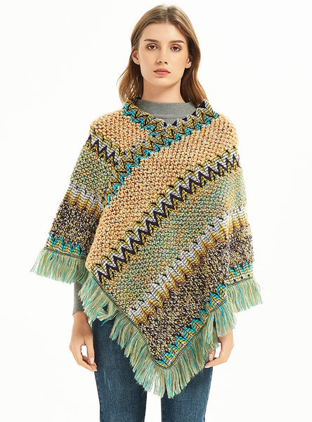 Retro National Style Hooded Cape Shawl