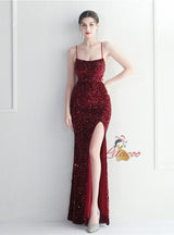 Mermaid Sequins Spaghetti Straps Prom Dress