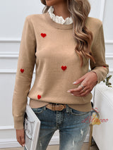 Leisure Embroidery Love Long Sleeve Sweater