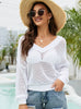 Long Sleeve Loose V-neck Cover Up