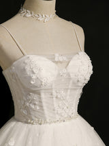 White Tulle Beading Homecoming Dress