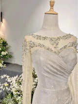 Champagne Mermaid Pleats Prom Dress
