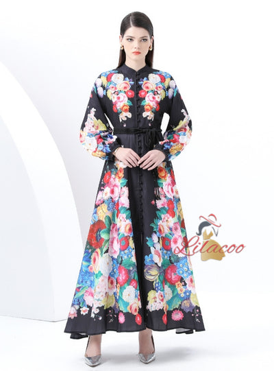 Palace Retro Lantern Sleeve Button Split Printed