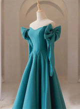 Blue Long Sleeve Off the Shoulder Prom Dress