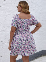 Sexy V-neck Short Sleeve Printed Dress