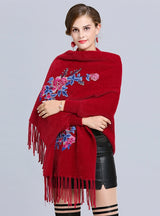 Embroidered Knitted Shawl Cloak