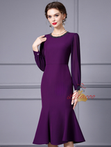 Long Sleeve Beading Mother Of The Bride Dress