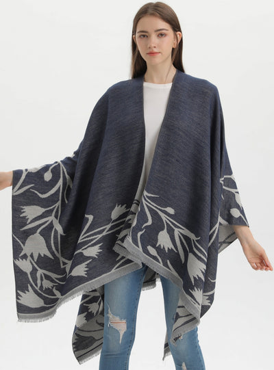 Retro Double-sided Split Shawl Fringed Cloak