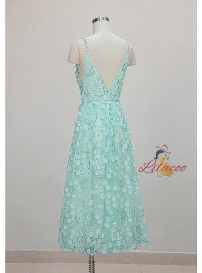 Mesh Embroidered Banquet Dress