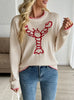 Contrasting Animal Pattern Round Neck Sweater