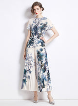 Pleated Loose T-shirt Top Slim Pleated Pants