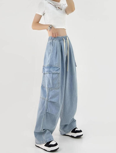 Elastic Waist Loose Casual Jeans