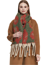 Coarse Tassel Jacquard Leopard Scarf