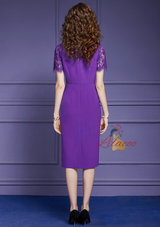 Purple V-neck Lace Mother Of The Bride Dress