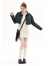 Short Raw Lapels Denim Jacket