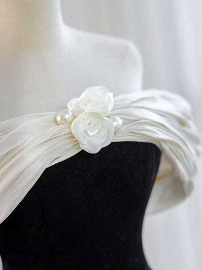 Black Velvet Off the Shoulder Short Prom Dress