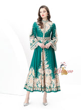 Retro Printed Long-sleeved Dress