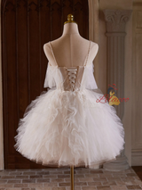 White Tulle Spaghetti Straps Homecoming Dress