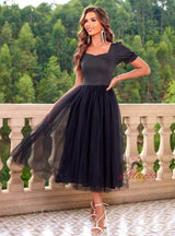 Short Sleeve Square Neck Party Dress