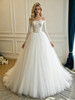 White Tulle Lace Long Sleeve Wedding Dress