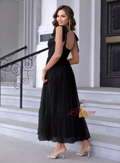Straps Tulle Long Party Dress