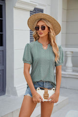Solid Color V-neck Loose Short-sleeved T-shirt