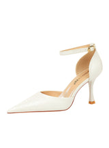 Stone Patent Leather Pointed High-heeled Sandals
