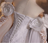 White Mermaid Lace Long Sleeve Wedding Dress