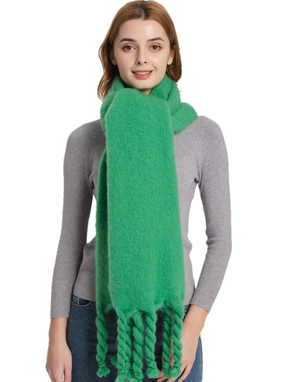 Autumn and Winter Knotted Thick Braid Tassel Scarf