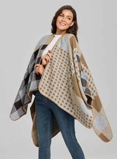 Fashion Cashmere Split Warm Shawl Cloak