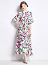 Printing Heavy Industry Beaded Pleated Dress