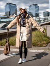 Horn Buckle Long Cotton-padded Jacket