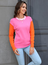 Round Neck Color Matching Fashion Sweater
