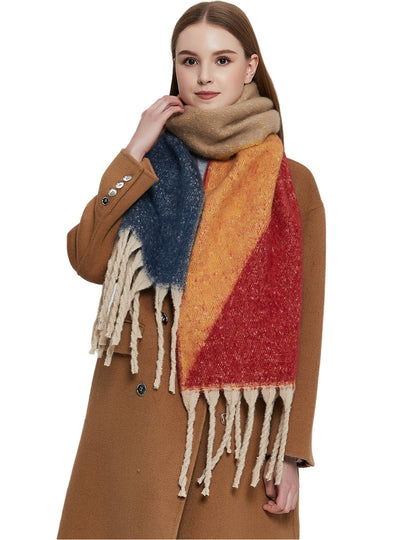 Thickened Coarse Tassel Jacquard Geometric Scarf