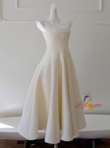 Beige Suspender Retro Slim Dress