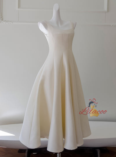 Beige Suspender Retro Slim Dress