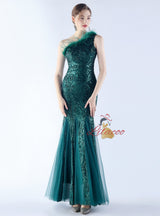 One Shoulder Mermaid Sequins Prom Dress