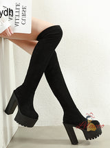15cm Thick Heel Slim Over-the-knee Elastic Boots