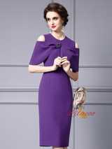 Purple Beading Mother Of The Bride Dress