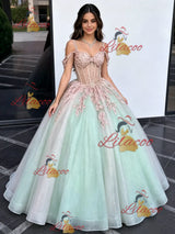 Tulle Straps Appliques Quinceanera Dress