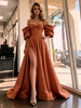 Off the Shoulder Split Bow Prom Dress