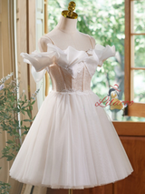 Tulle Lace Spaghetti Straps Homecoming Dress