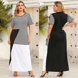 Round Neck Contrast Striped Loose Dress