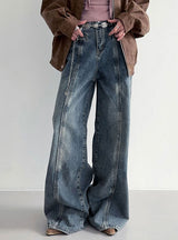 Retro High Waist Straight Slim Jeans