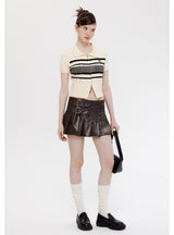 POLO Neck Double Zipper Short-sleeved Shirt