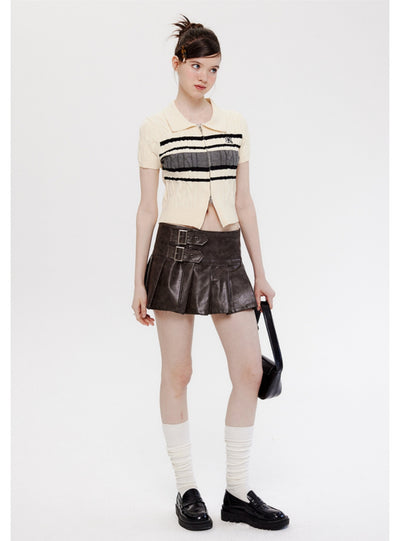 POLO Neck Double Zipper Short-sleeved Shirt