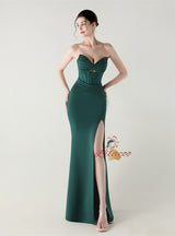 Mermaid Strapless Beading Split Prom Dress
