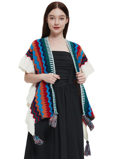 National Wind Ruffled Knitted Shawl