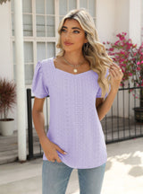 Solid Color Bubble Short Sleeve T-shirt